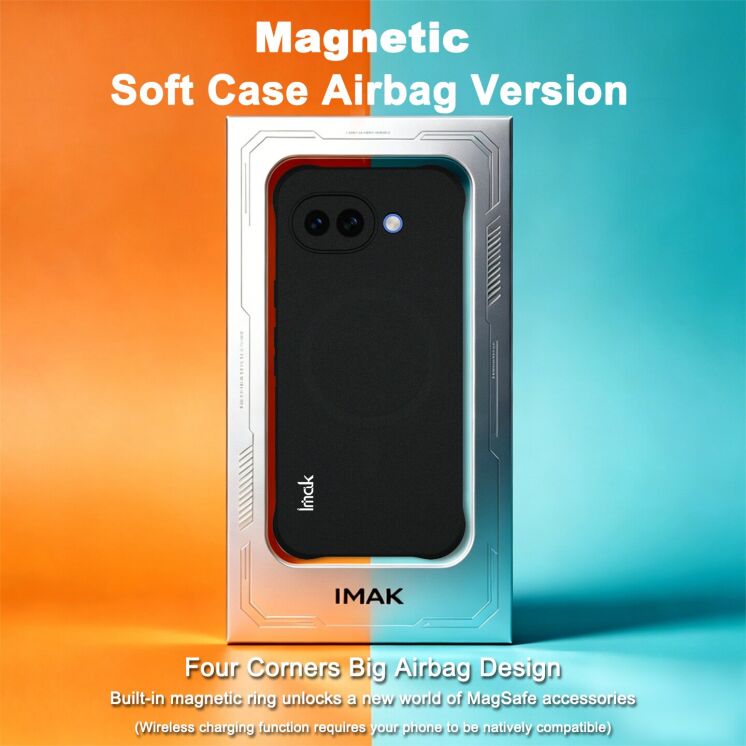 Защитный чехол IMAK Airbag Sand Case with MagSafe для Google Pixel 10a - Matte Black: фото 5 из 11