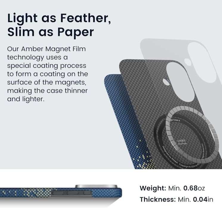 Защитный чехол Pitaka Tactile Woven Case StarPeak для Apple iPhone 16 (KI1601MYG) - Milky Way Galaxy: фото 10 из 11