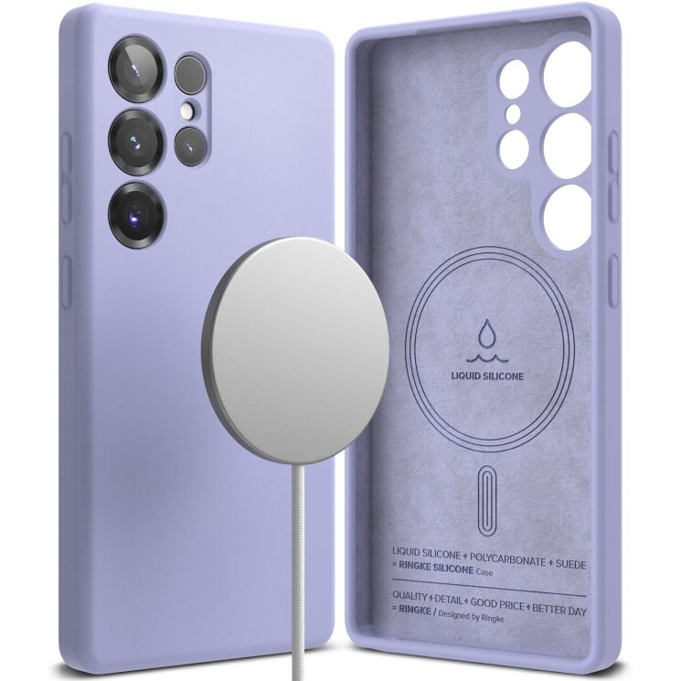 Защитный чехол Ringke Silicone Magnetic для Samsung Galaxy S25 Ultra (S938) 8800274969292 - Lavender: фото 1 из 14