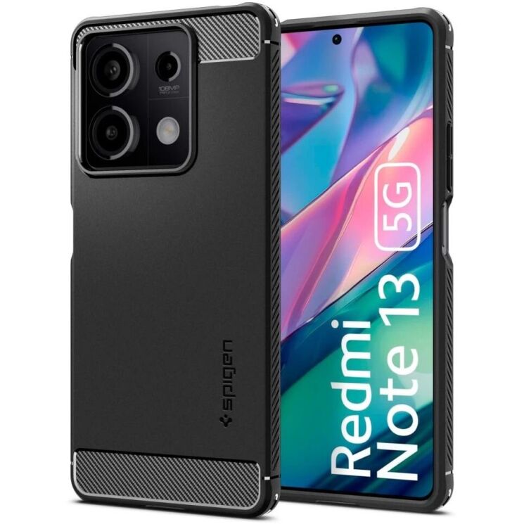 Захисний чохол Spigen (SGP) Rugged Armor для Xiaomi Redmi Note 13 5G - Matte Black: фото 1 з 16