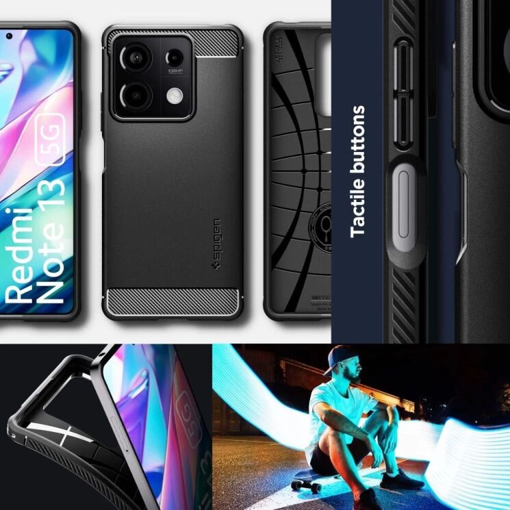 Захисний чохол Spigen (SGP) Rugged Armor для Xiaomi Redmi Note 13 5G - Matte Black: фото 16 з 16