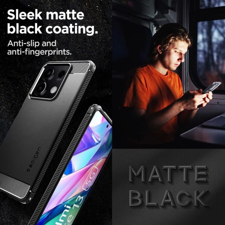 Захисний чохол Spigen (SGP) Rugged Armor для Xiaomi Redmi Note 13 5G - Matte Black: фото 13 з 16