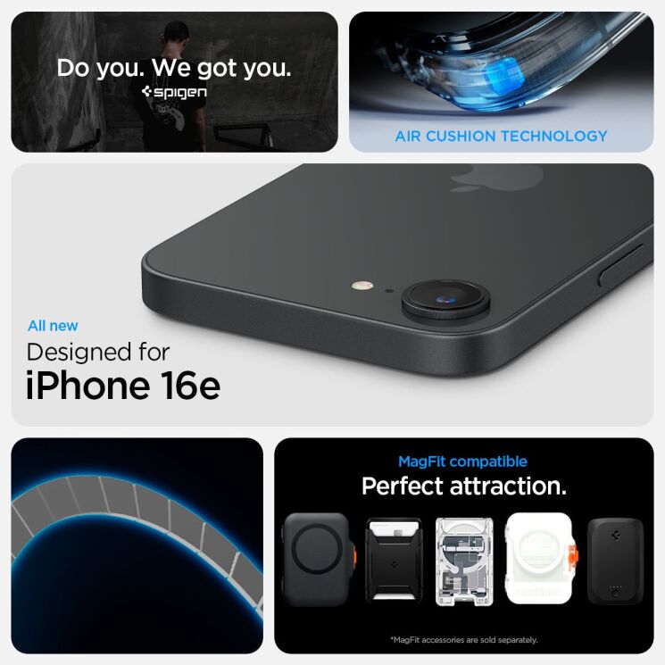 Защитный чехол Spigen (SGP) Ultra Hybrid (MagFit) для Apple iPhone 16e (ACS09144) - Frost Black: фото 10 из 15