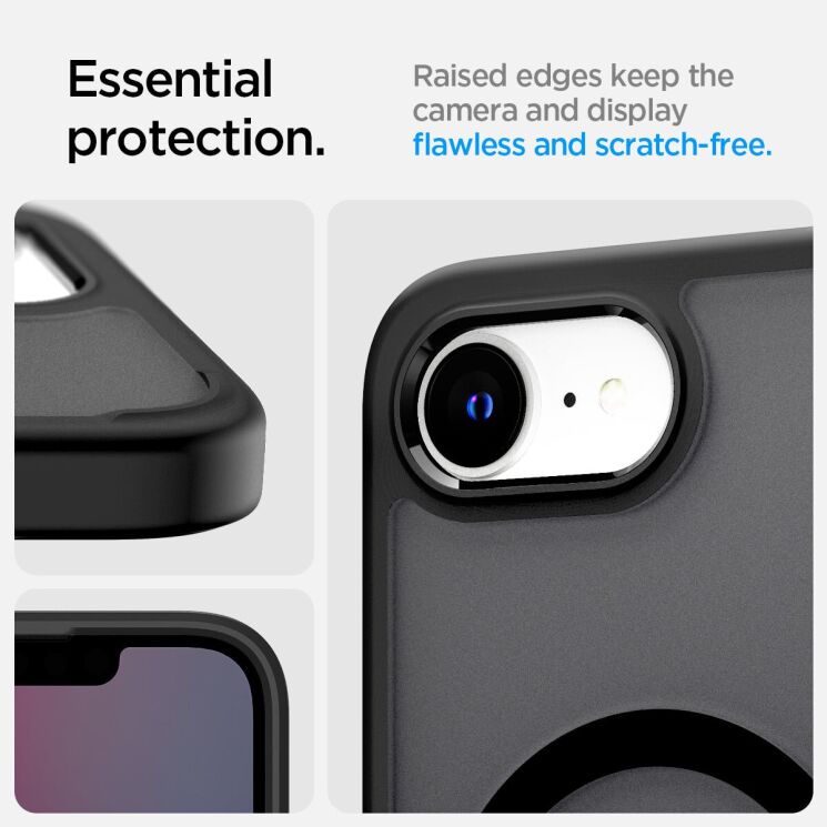 Защитный чехол Spigen (SGP) Ultra Hybrid (MagFit) для Apple iPhone 16e (ACS09144) - Frost Black: фото 13 из 15