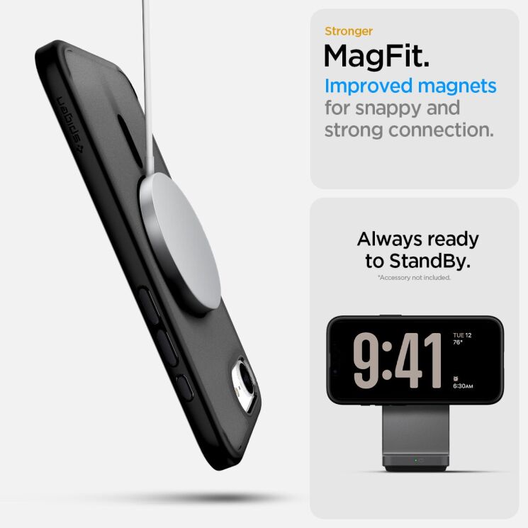 Защитный чехол Spigen (SGP) Ultra Hybrid (MagFit) для Apple iPhone 16e (ACS09144) - Frost Black: фото 12 из 15