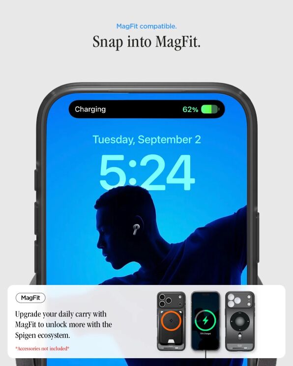 Защитный чехол Spigen Ultra Hybrid (MagFit) Сlassic для iPhone 17 Pro Max (ACS10291) - Silver: фото 16 из 16