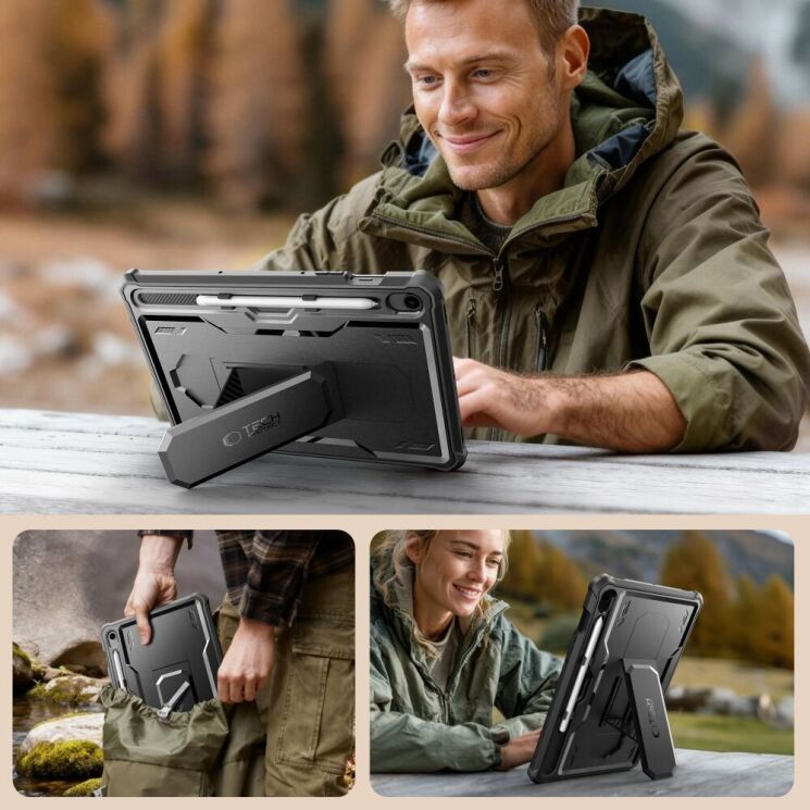 Защитный чехол Tech-Protect Kevlar Pro Set для Samsung Galaxy Tab S9 / Tab S10 FE / S10 Lite (X710/716/X520/526/X400/X406) - Black: фото 4 из 8
