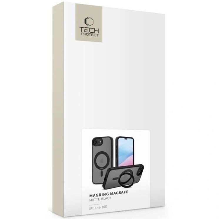 Защитный чехол Tech-Protect MagRing MagSafe для Apple iPhone 16e - Matte Black: фото 2 из 6