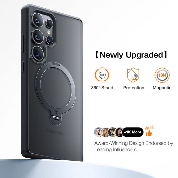 Захисний чохол TORRAS Ostand Spin MagSafe для Samsung Galaxy S25 Ultra (S938) - Transparent: фото 6 з 8