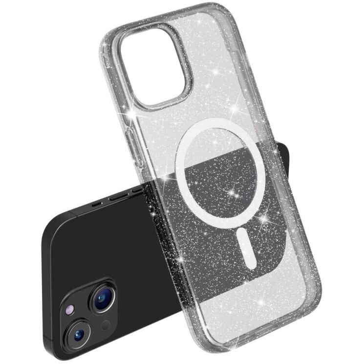 Защитный чехол UniCase Glitter Series MagSafe для Apple iPhone 15 - Black: фото 5 из 6