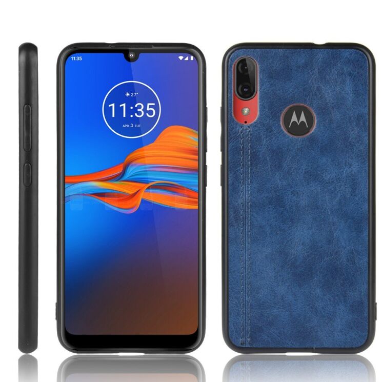 Защитный чехол UniCase Leather Series для Motorola Moto E6 Plus (XT2025) - Blue: фото 1 из 11