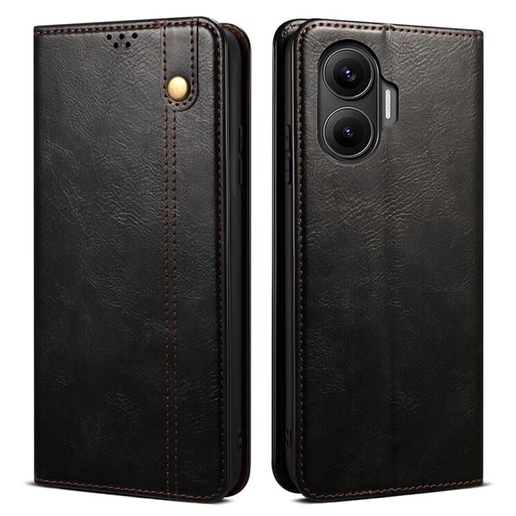 Защитный чехол UniCase Leather Wallet для Xiaomi Poco F7 - Black: фото 1 из 7