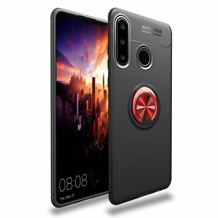 Защитный чехол UniCase Magnetic Ring для Huawei P40 Lite E - Black / Red: фото 1 из 14