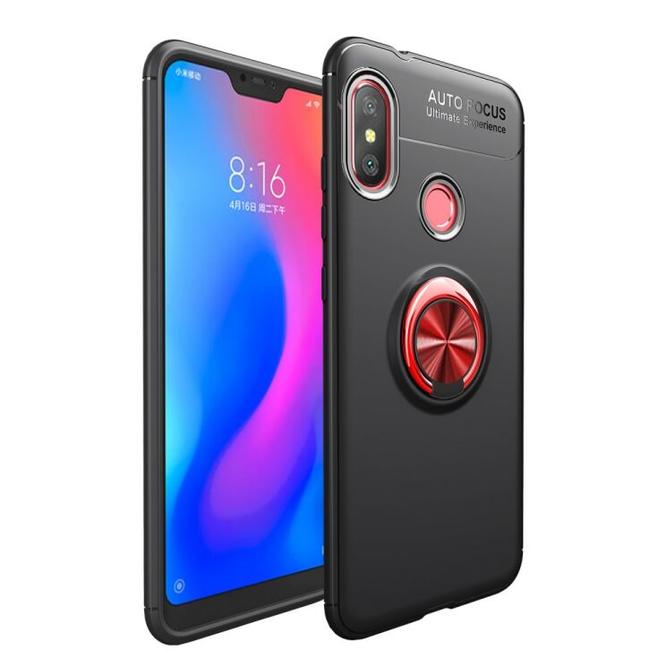 Защитный чехол UniCase Magnetic Ring для Xiaomi Redmi 6 Pro / Mi A2 Lite - Black / Red: фото 1 из 12