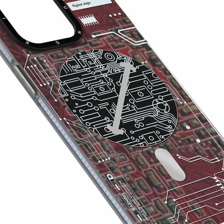 Защитный чехол YOUNGKIT Futuristic Circuit Magsafe для Apple iPhone 15 Pro - Red: фото 3 из 8