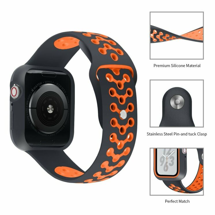 Ремешок Deexe Dot Color для Apple Watch 42 (Series 10) / 41 / 40 / SE 40 / 38 - Black / Orange: фото 3 из 5