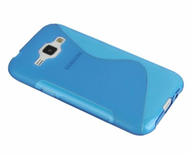 Силиконовая накладка Deexe S Line для Samsung Galaxy J1 Ace (J110) - Blue: фото 3 из 3