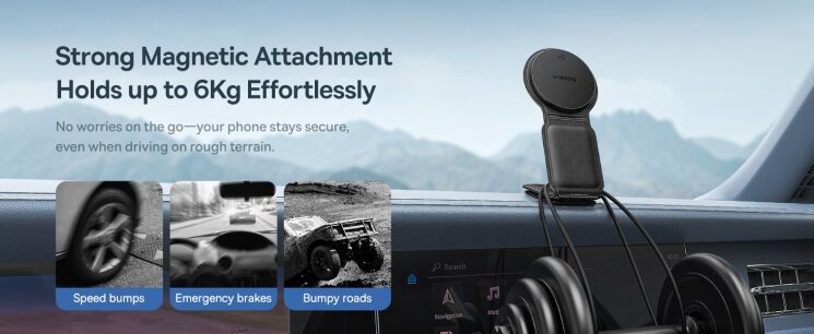 Автомобильный держатель с беспроводной зарядкой Baseus PrimeTrip C02 (15W) C40169003111-00 - Black: фото 13 из 23
