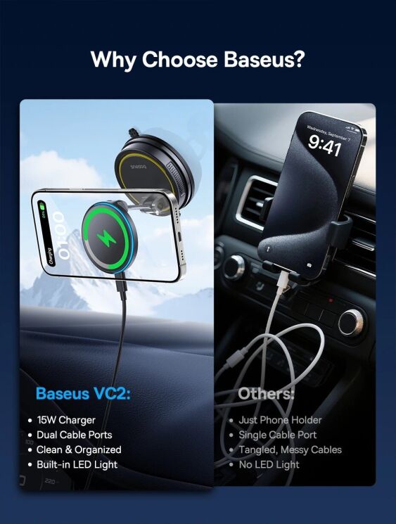 Автомобильный держатель с функцией беспроводной зарядки Baseus PrimeTrip VC2 Flex Pro (C0013F01) - Black: фото 12 из 22