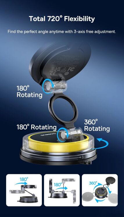 Автомобильный держатель с функцией беспроводной зарядки Baseus PrimeTrip VC2 Flex Pro (C0013F01) - Black: фото 8 из 22