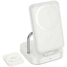 Беспроводное зарядное устройство Hoco CQ16 Astute 4-in-1 (15W) + Power Bank (10000mAh) - Milky White: фото 1 из 8