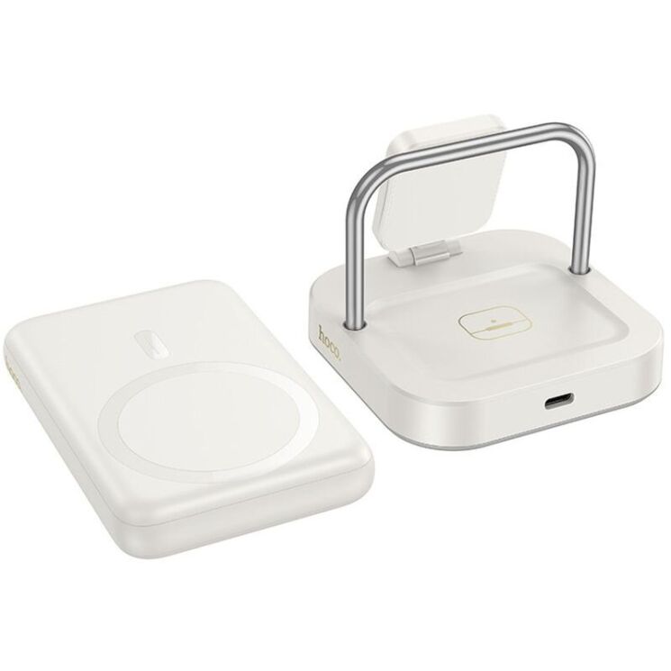 Беспроводное зарядное устройство Hoco CQ16 Astute 4-in-1 (15W) + Power Bank (10000mAh) - Milky White: фото 2 из 8