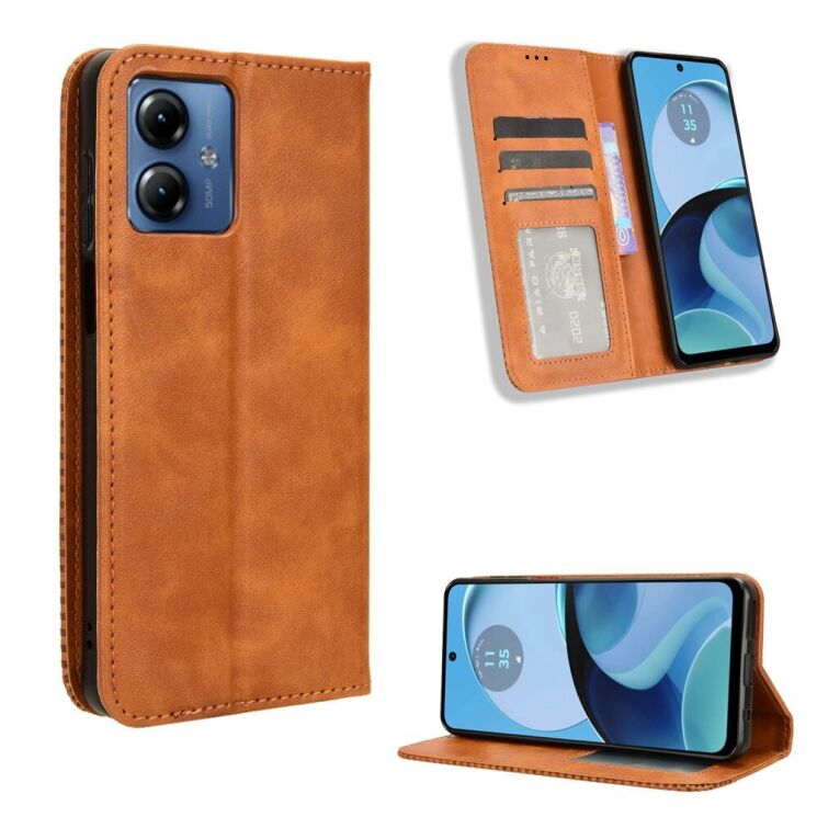 Чехол Deexe Retro Style для Motorola Moto G14 - Brown: фото 7 из 10