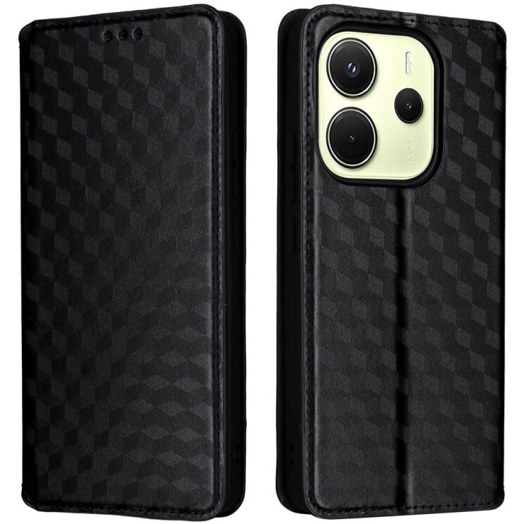 Чехол Deexe Rhombus Book для Xiaomi Redmi Note 14 4G - Black: фото 1 из 6