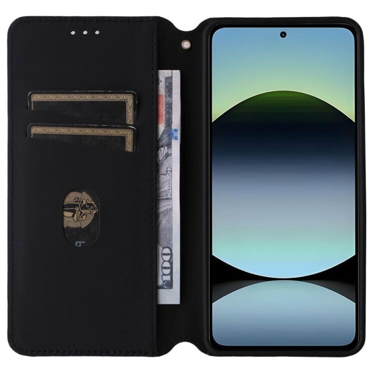 Чехол Deexe Rhombus Book для Xiaomi Redmi Note 14 4G - Black: фото 2 из 6