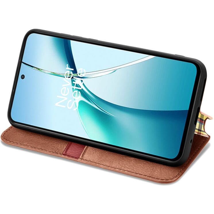 Чехол Deexe Rhombus Wallet для Motorola Edge 70 Fusion - Brown: фото 4 из 8
