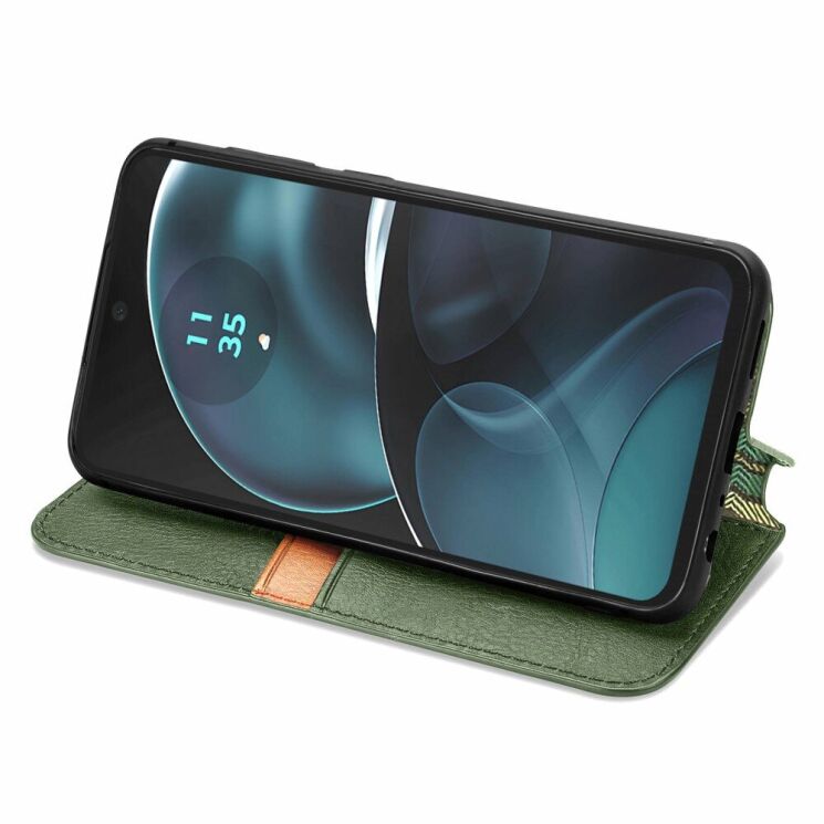 Чехол Deexe Rhombus Wallet для Motorola Moto G14 - Green: фото 3 из 6