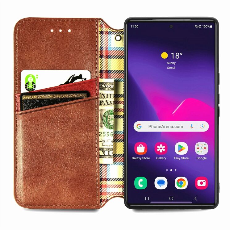 Чохол Deexe Rhombus Wallet для Samsung Galaxy S26 Ultra (S948) - Brown: фото 2 з 6