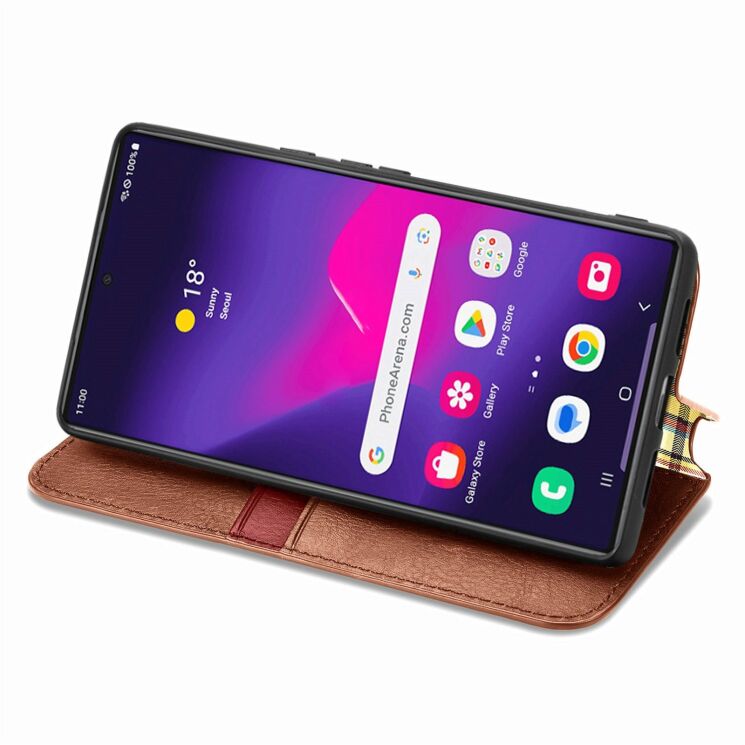 Чохол Deexe Rhombus Wallet для Samsung Galaxy S26 Ultra (S948) - Brown: фото 3 з 6