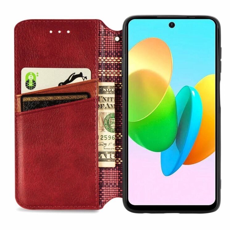 Чехол Deexe Rhombus Wallet для TECNO Spark 20C - Red: фото 2 из 6