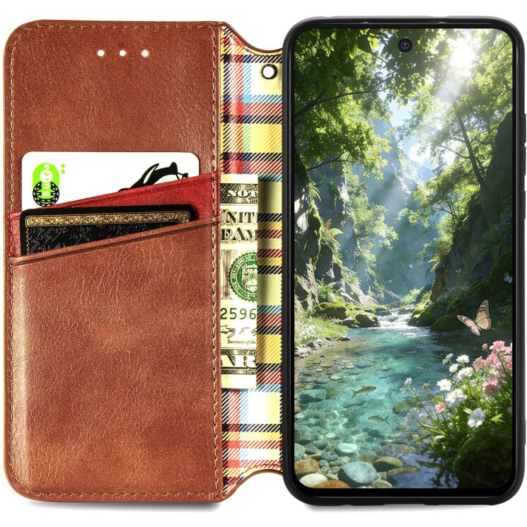 Чехол Deexe Rhombus Wallet для Xiaomi Poco X8 Pro Max - Brown: фото 2 из 10