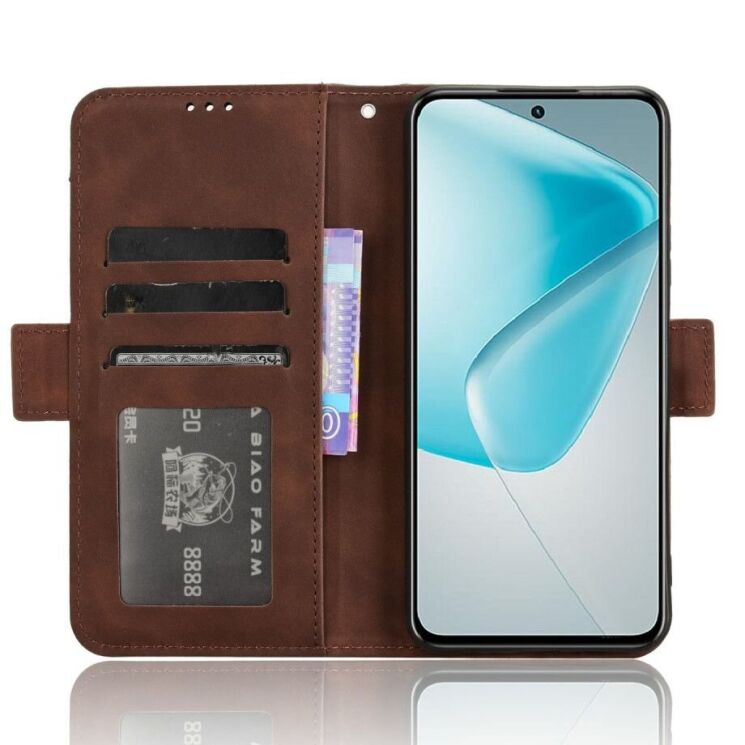 Чехол Deexe Wallet Stand для Infinix Hot 50 Pro - Brown: фото 3 из 7