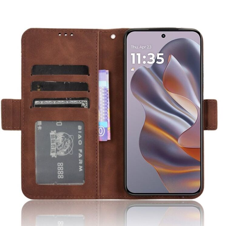 Чехол Deexe Wallet Stand для Motorola Edge 50 Neo - Brown: фото 3 из 7
