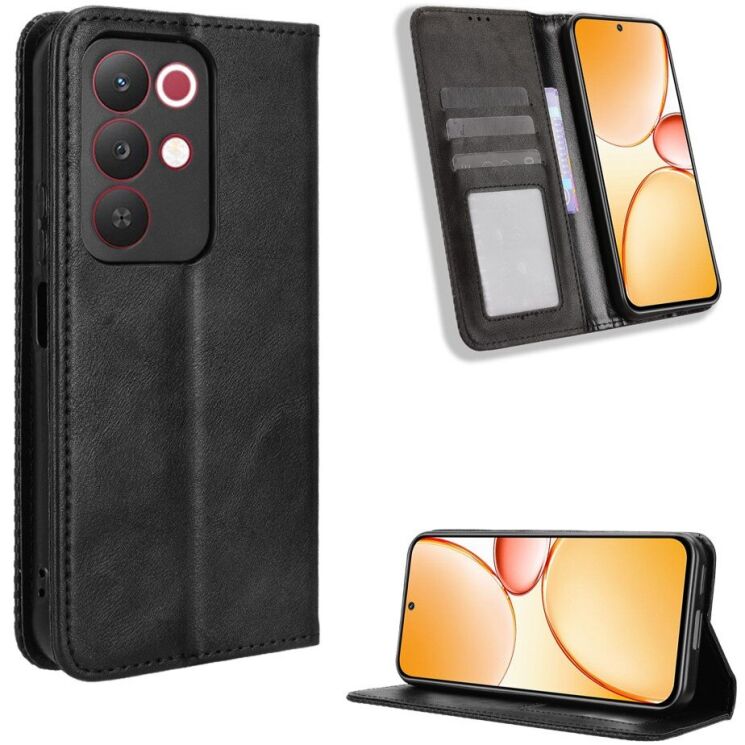 Чехол-книжка Deexe Retro Style для Realme C85 Pro - Black: фото 2 из 19