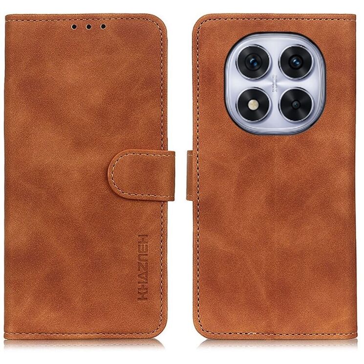 Чехол-книжка KHAZNEH Retro Wallet для Xiaomi Redmi Note 14 Pro 5G / Note 14 Pro Plus - Brown: фото 1 из 8