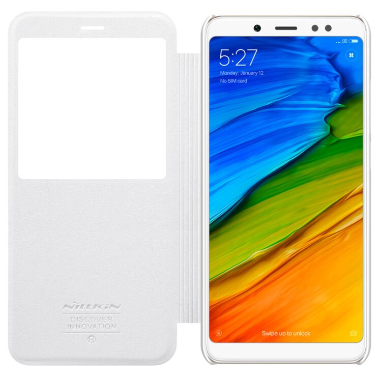 Чехол-книжка NILLKIN Sparkle Series для Xiaomi Redmi Note 5 / Note 5 Pro - White: фото 6 из 21