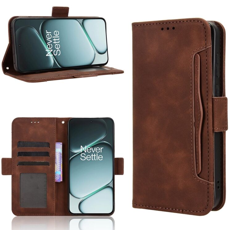 Чохол-книжка з кишеньками Deexe Wallet Stand для OnePlus 15R / Ace 6 / Ace 6T - Brown: фото 8 з 17