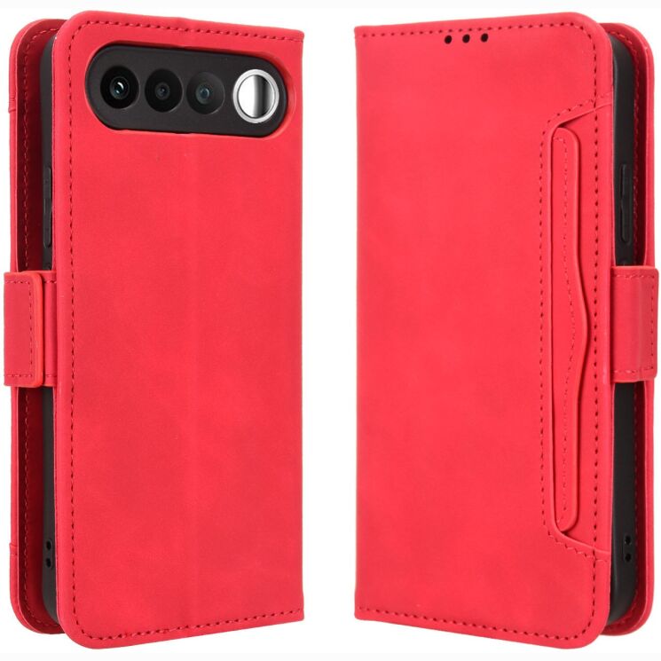Чохол-книжка з кишеньками Deexe Wallet Stand для Realme 16 - Red: фото 1 з 15