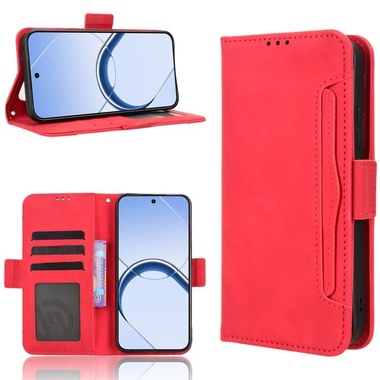 Чохол-книжка з кишеньками Deexe Wallet Stand для Realme 16 - Red: фото 8 з 15