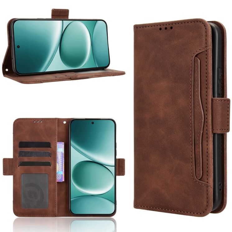 Чехол-книжка с карманами Deexe Wallet Stand для Xiaomi Redmi Note 15 Pro - Brown: фото 7 из 16