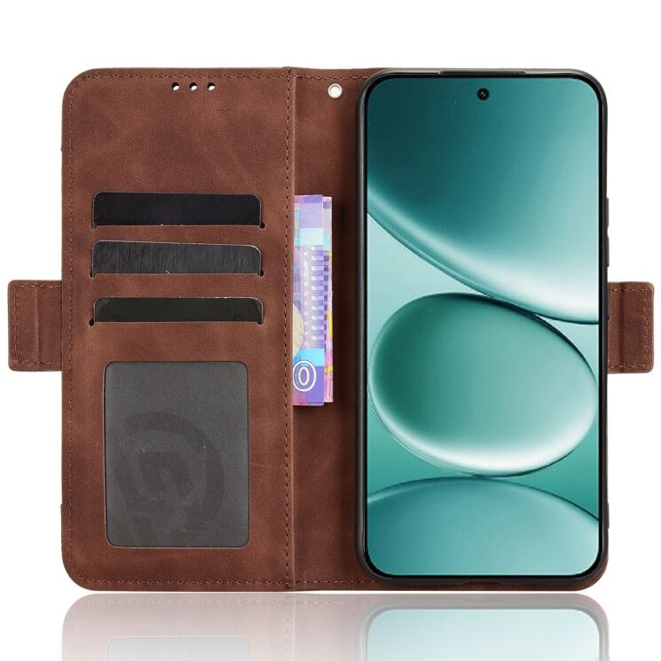 Чехол-книжка с карманами Deexe Wallet Stand для Xiaomi Redmi Note 15 Pro - Brown: фото 4 из 16