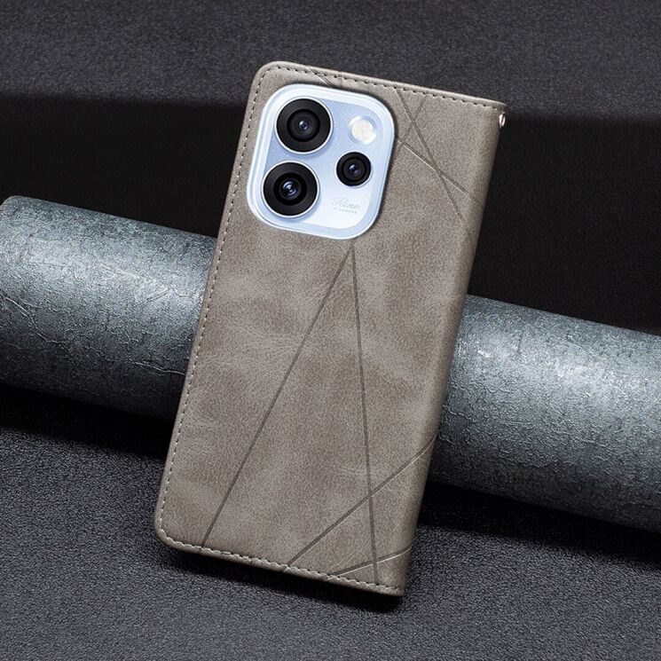 Чехол-книжка с карманами UniCase Geometric Pattern для OPPO Reno 15 F/FS - Grey: фото 6 из 10