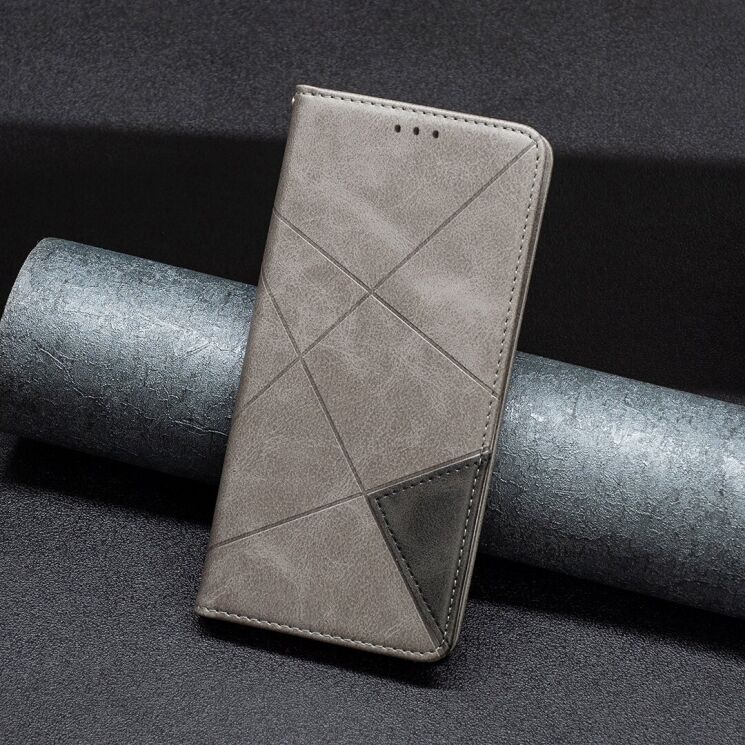 Чехол-книжка с карманами UniCase Geometric Pattern для OPPO Reno 15 F/FS - Grey: фото 5 из 10