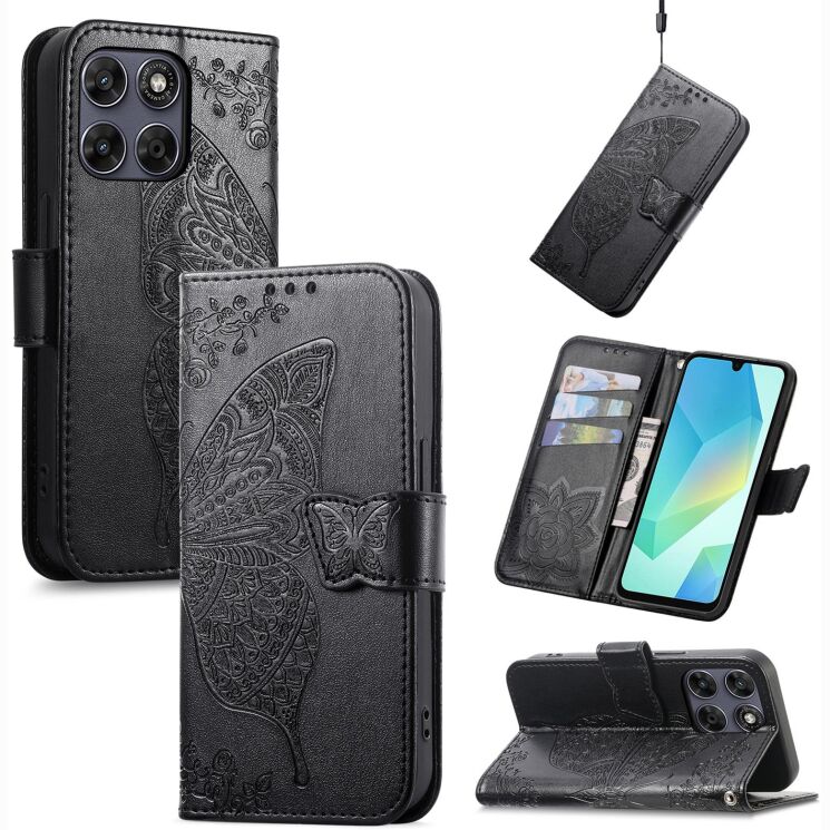 Чохол-книжка з малюнком UniCase Butterfly Pattern для Motorola Edge 70 Fusion - Black: фото 1 з 8