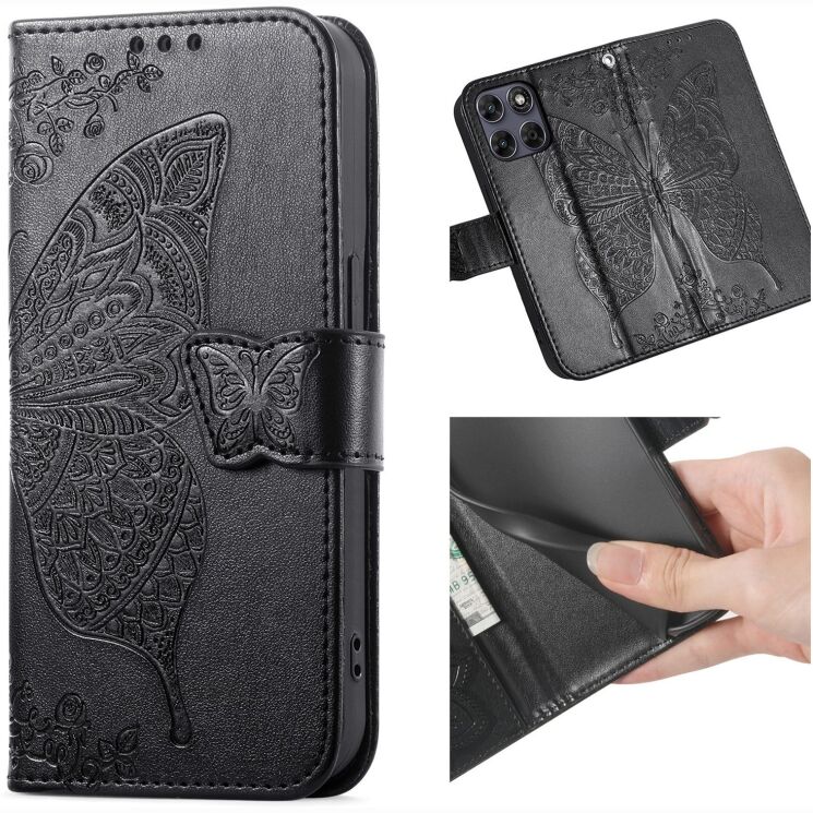 Чохол-книжка з малюнком UniCase Butterfly Pattern для Motorola Edge 70 Fusion - Black: фото 2 з 8