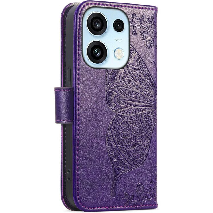 Чехол-книжка с рисунком UniCase Butterfly Pattern для OPPO Reno 16 / 16 Pro - Dark Purple: фото 5 из 14